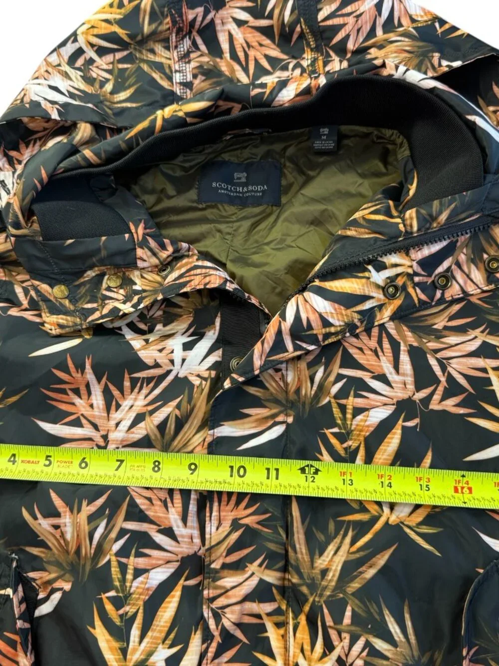 Scotch & Soda Amsterdam Bomber Jacket. Black Orange Tropical Palm Leaf Size M